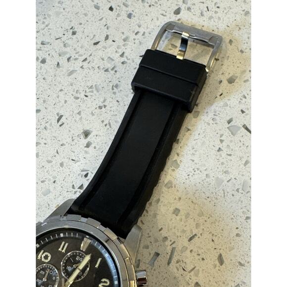 Fossil Dean Chronograph FS4613 Men’s Black Silicone Band Watch w/ Tin Box - Picture 10 of 15